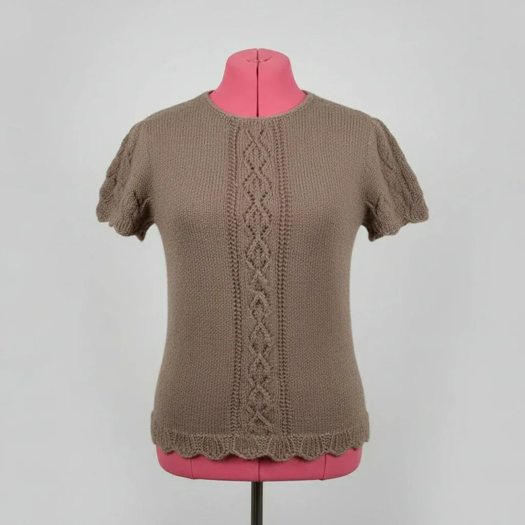 Knitting Pattern - Ladies' Short Sleeved Lace Panel Top. Sizes S, M, & L - Digital Download - Twisted - Threads