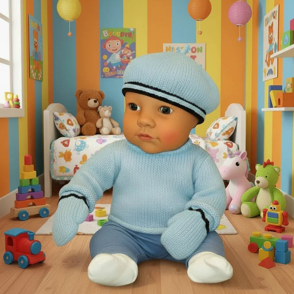 Knitting Pattern Baby to Toddler French Beret and Corded Mittens. Sizes 3, 6, 12, & 24 months - Digital Download - Twisted - Threads