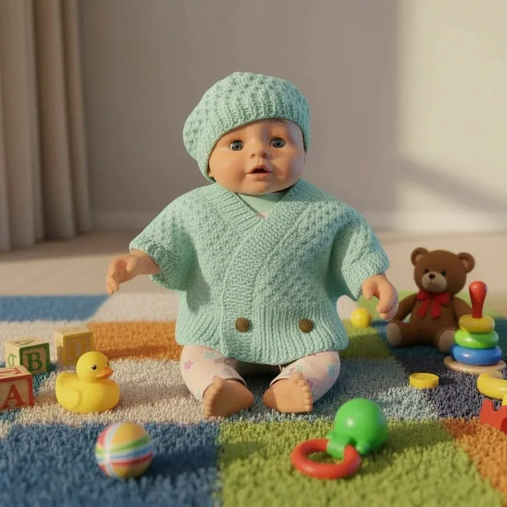 Knitting Pattern: Baby to Toddler Cardigan and Beret Set. Sizes 3, 6, 12, & 24 mths - Digital Download - Twisted - Threads