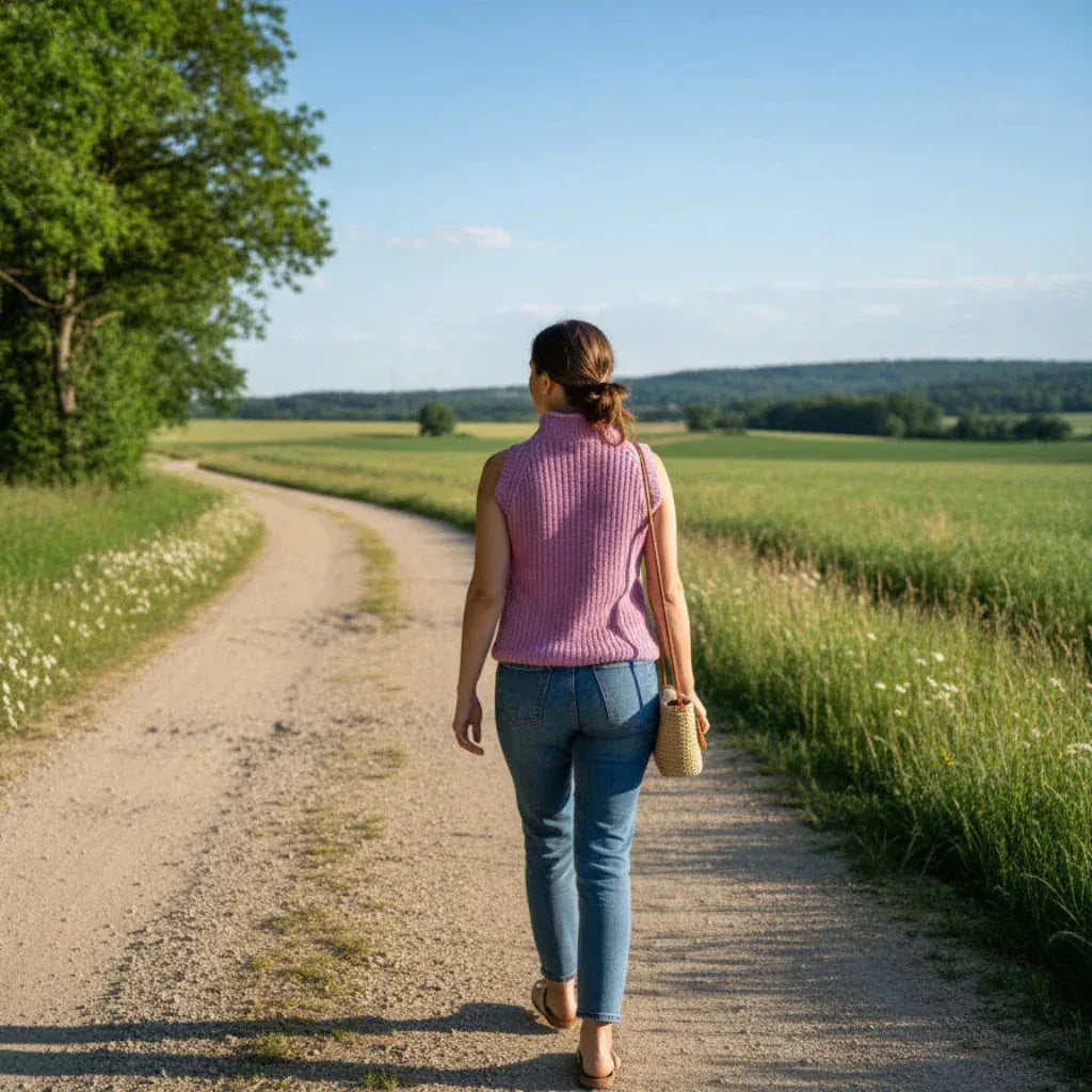 Knitting Pattern: Ladies Sleeveless Fisherman's Rib Top with a Roll Collar, XS - XL- Digital Download - Twisted - Threads