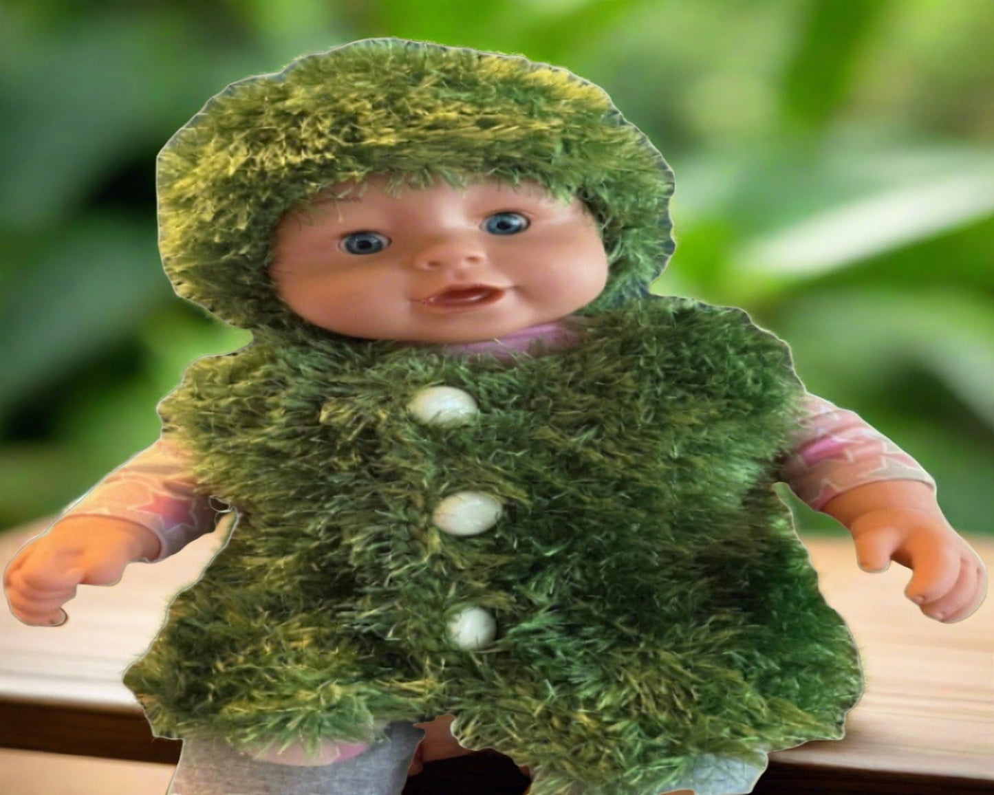 Hand Knit Faux Fur Vest & Hat Set - Baby Outerwear with Pom Pom - Size 6-9 Months