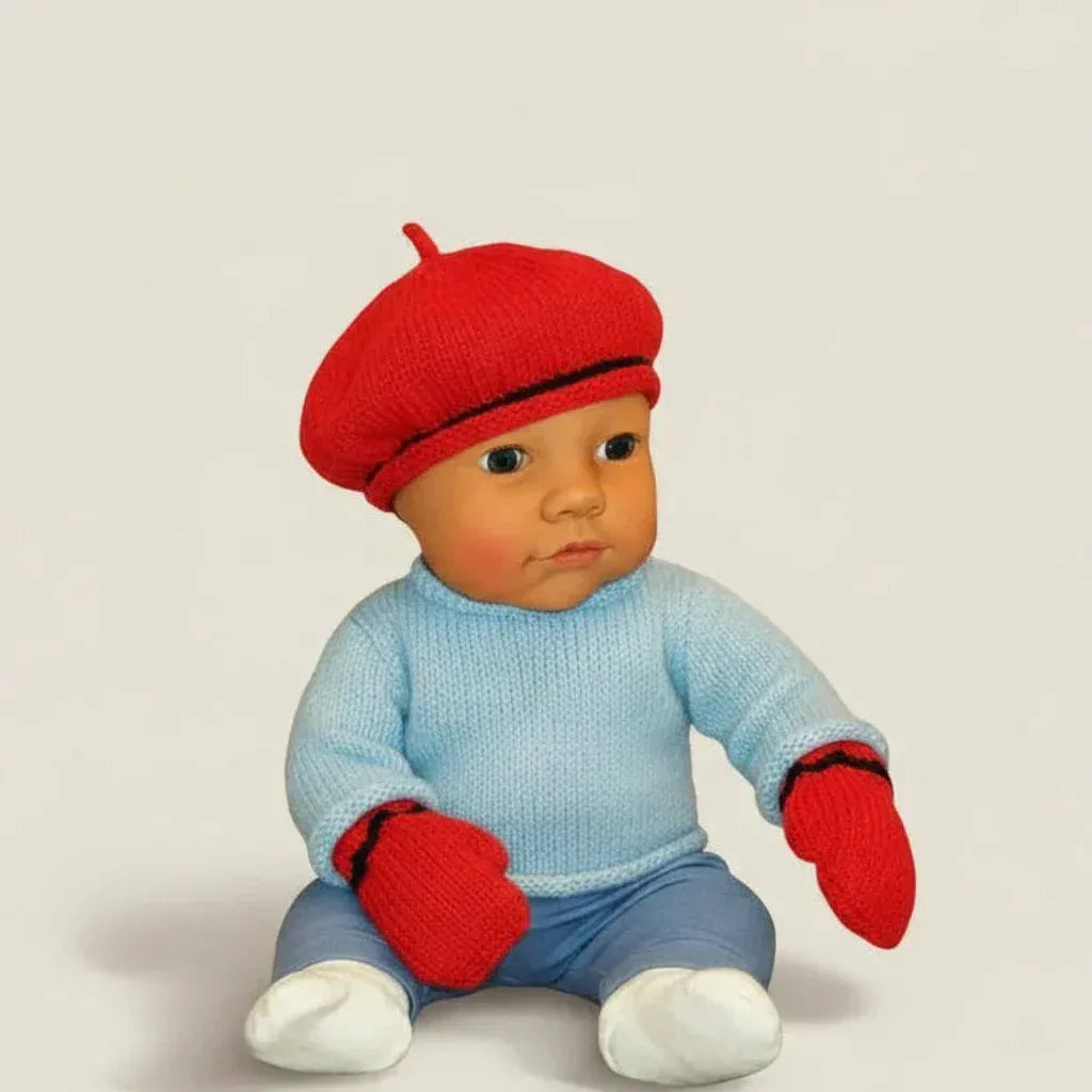 Knitting Pattern Baby to Toddler French Beret and Corded Mittens. Sizes 3, 6, 12, & 24 months - Digital Download - Twisted - Threads