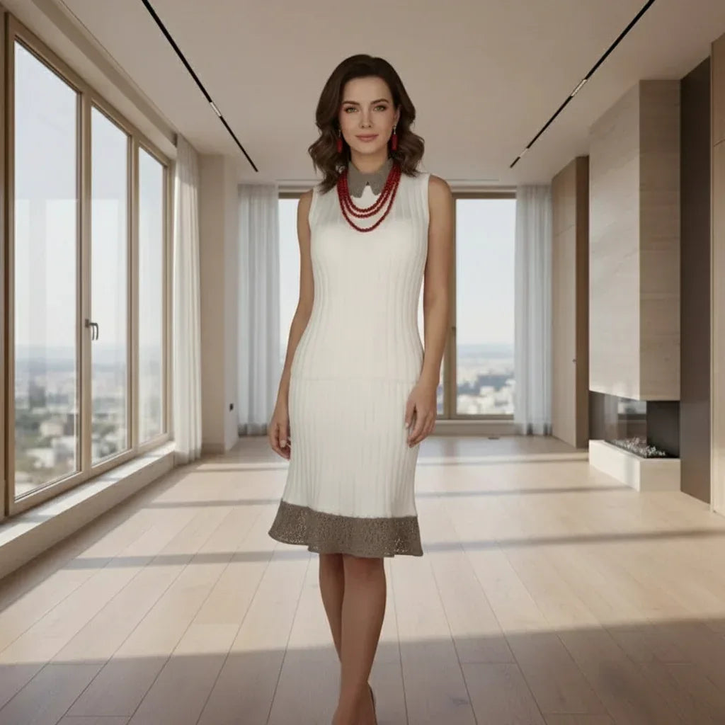 Knitting Pattern: Sleeveless Sweater Dress Suit with Lace Accents Size S, M, L - Digital Download - Twisted - Threads