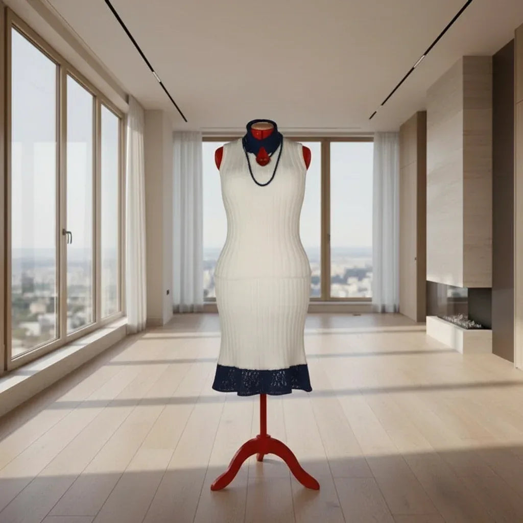 Knitting Pattern: Sleeveless Sweater Dress Suit with Lace Accents Size S, M, L - Digital Download - Twisted - Threads