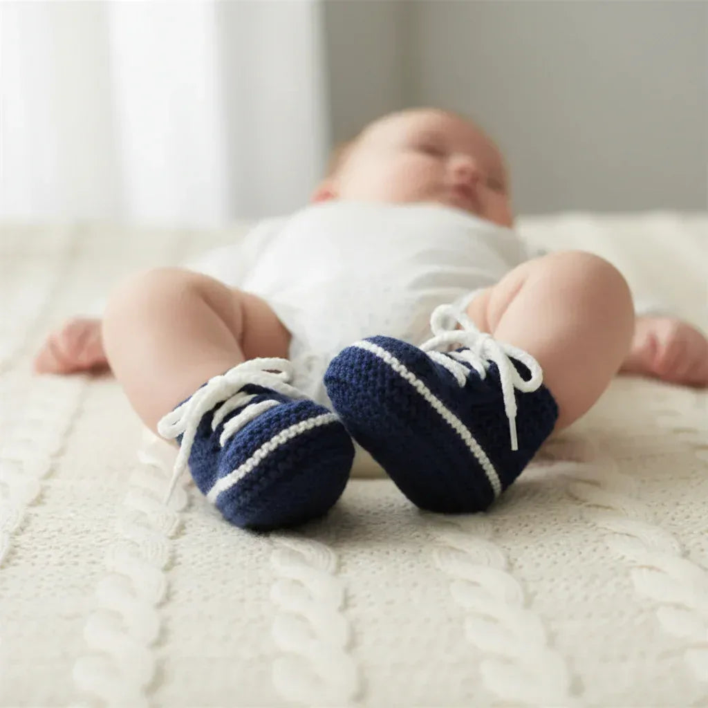 Knitting Pattern: Baby Sneaker Booties with Lace Ties - Digital Download - Twisted - Threads