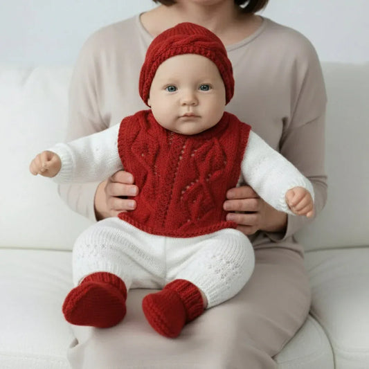 Knitting Pattern: Toddlers Cabled Hat and Diamond Lace Scarf Set. Size 3, 6, 12, 24 months - Digital Download - Twisted - Threads