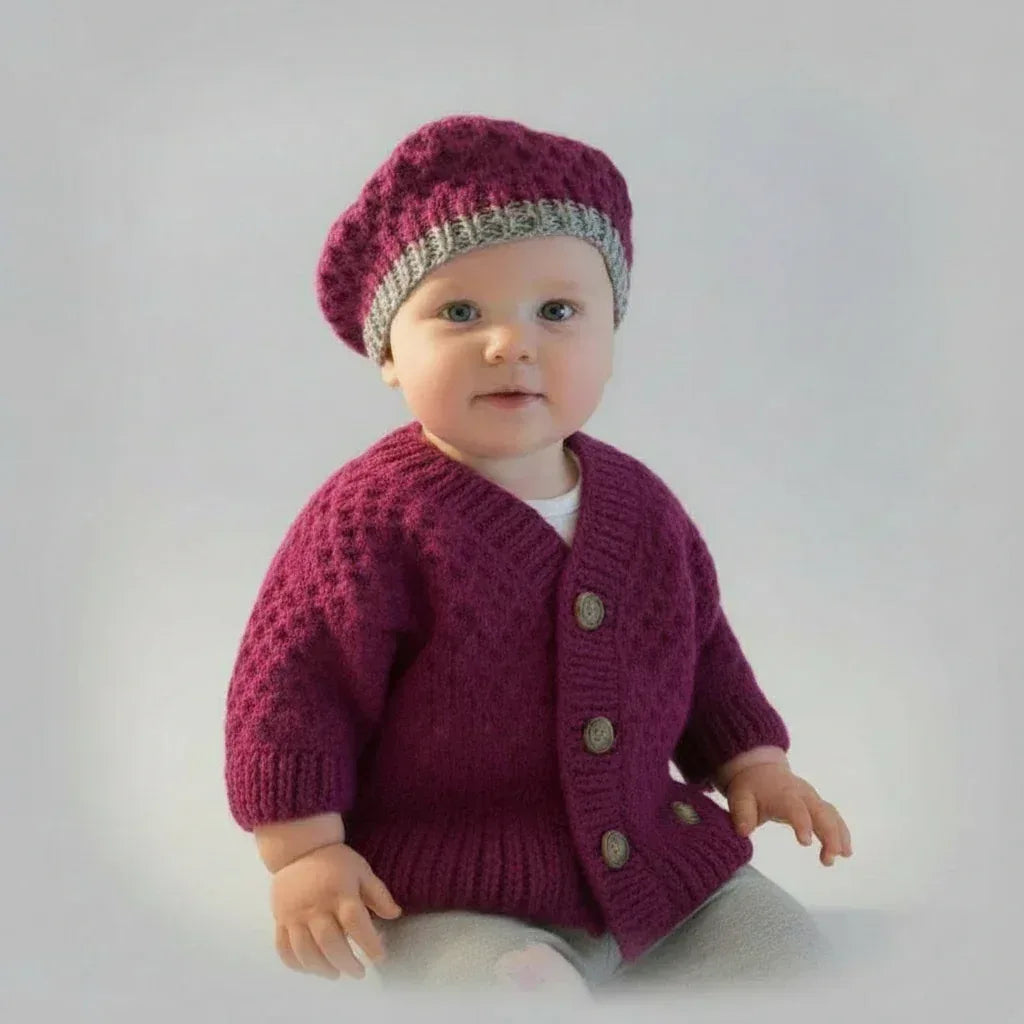 Knitting Pattern: Baby to Toddler Cardigan and Beret Set. Sizes 3, 6, 12, & 24 mths - Digital Download - Twisted - Threads