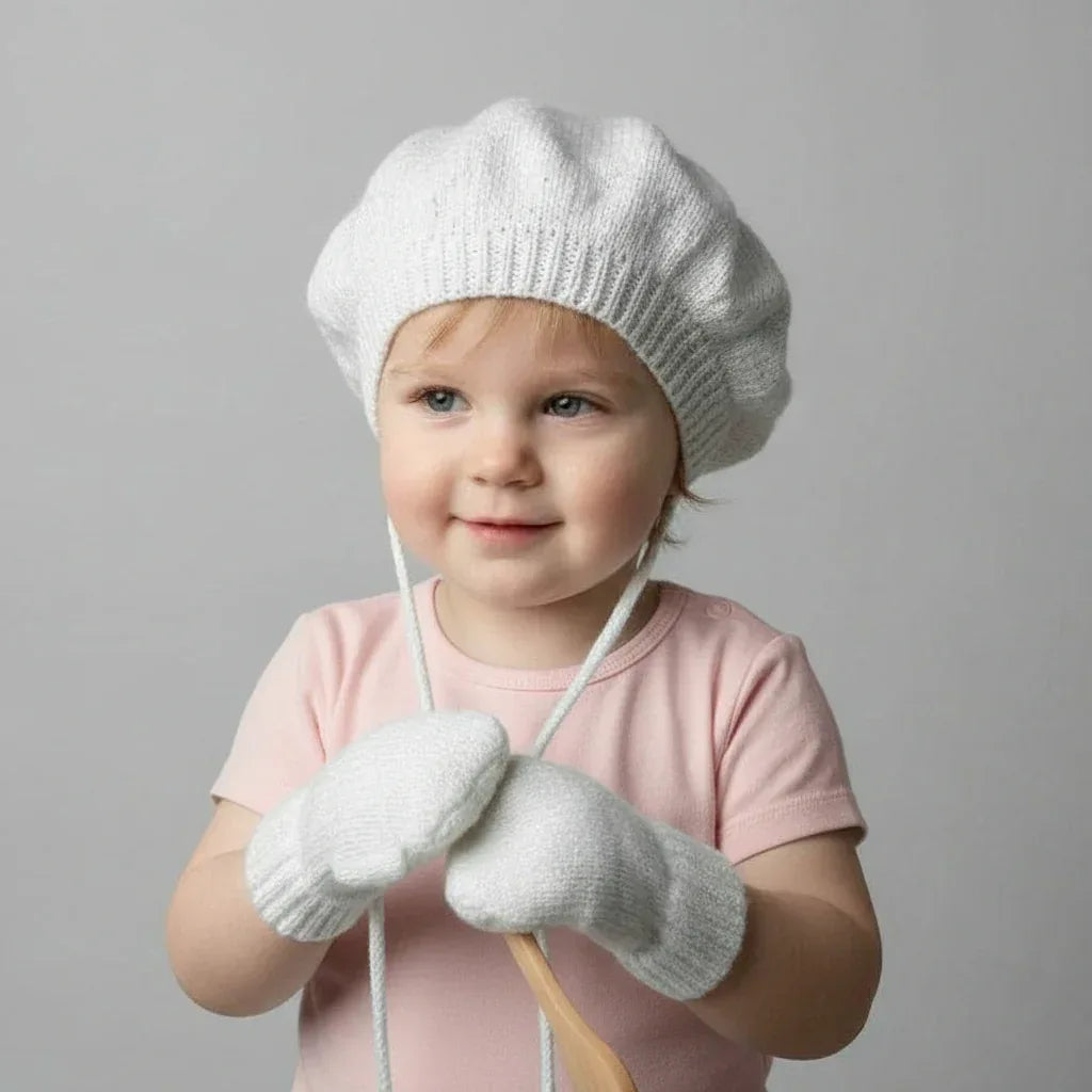 Knitting Pattern Baby to Toddler French Beret and Corded Mittens. Sizes 3, 6, 12, & 24 months - Digital Download - Twisted - Threads