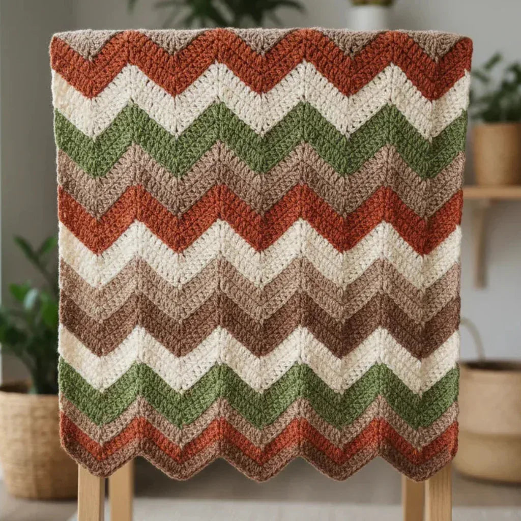 Chevron Crochet Blanket Pattern. 6 Color Beginner Friendly Wavy Stripes Afghan - Twisted - Threads