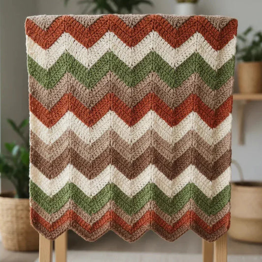 Chevron Crochet Blanket Pattern. 6 Color Beginner Friendly Wavy Stripes Afghan - Twisted - Threads