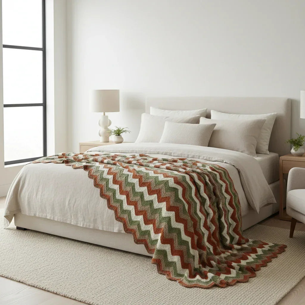 Chevron Crochet Blanket Pattern. 6 Color Beginner Friendly Wavy Stripes Afghan - Twisted - Threads