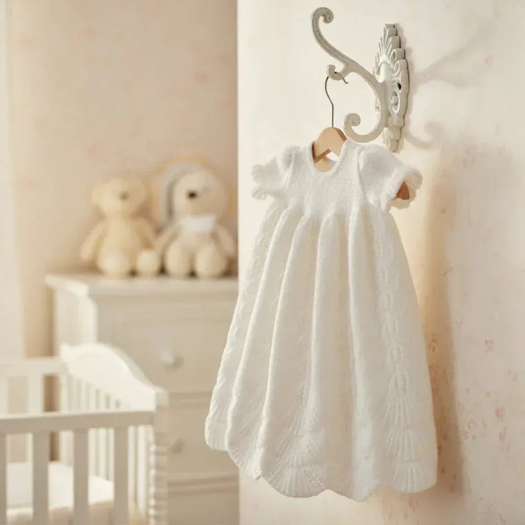 Knitting Pattern for a Traditional Christening Gown with Tiered Lace Hemline. Size 3 to 6mth - Digital Download - Twisted - Threads