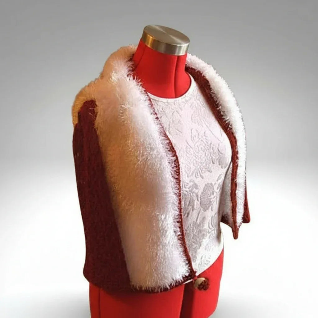 Knitting Pattern: Ladies Faux Fur Cropped Cardigan with Diamond Lace Sleeves. Sizes S - XL - Digital Download - Twisted - Threads