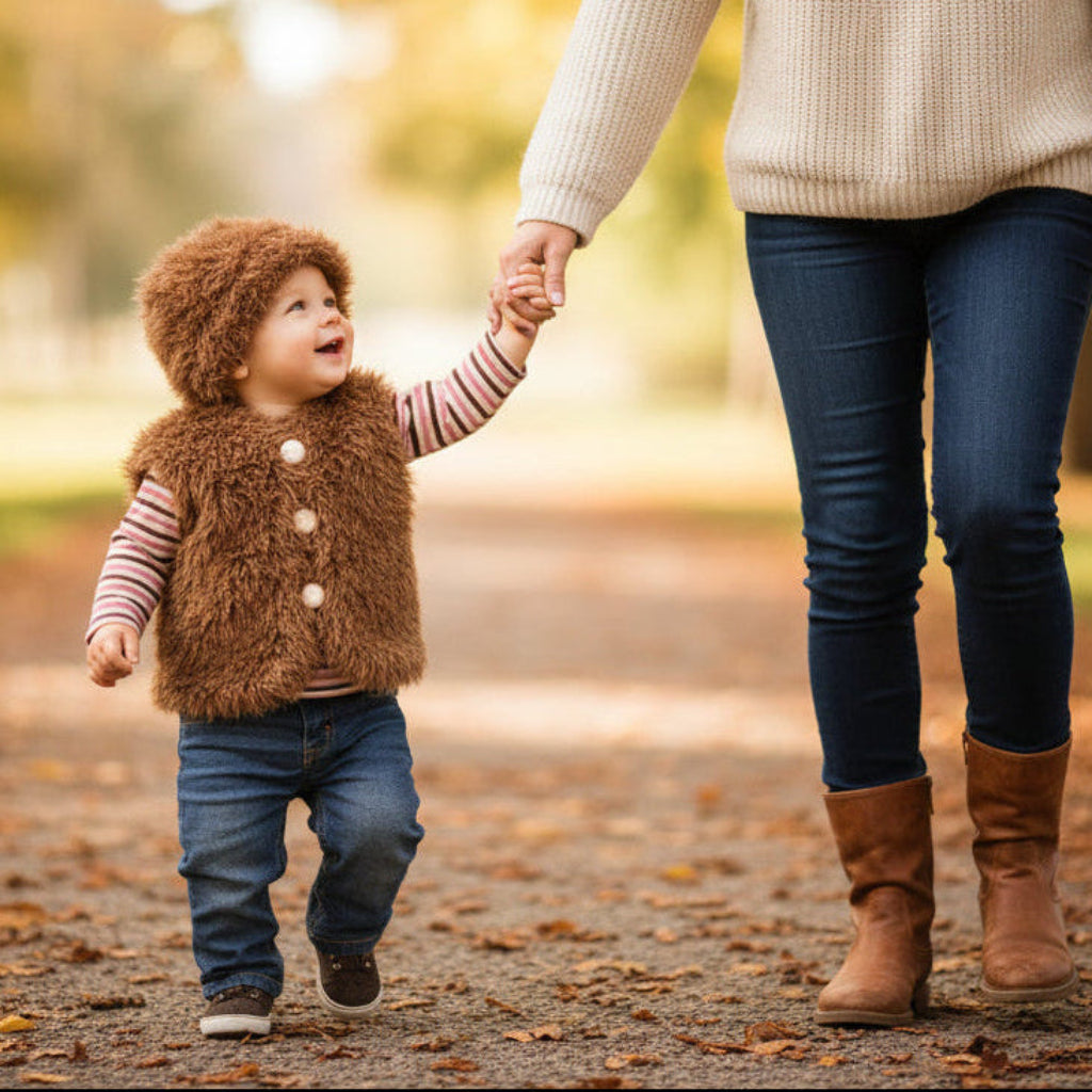 Knitting Pattern: Baby to Toddler Faux Fur Hat and Button Down Vest. Sizes 3, 6, 12, & 24mths - Digital Download - Twisted - Threads