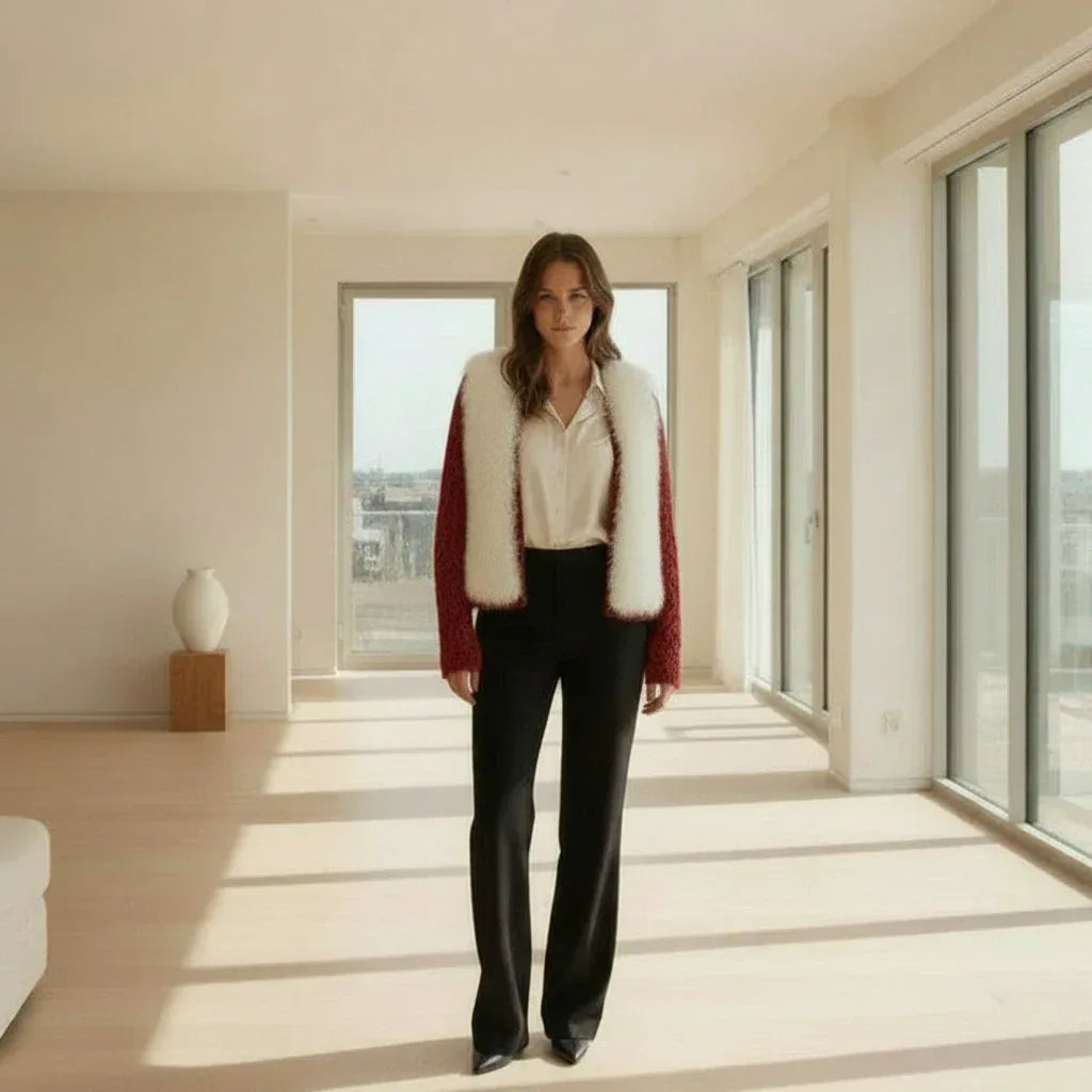 Knitting Pattern: Ladies Faux Fur Cropped Cardigan with Diamond Lace Sleeves. Sizes S - XL - Digital Download - Twisted - Threads