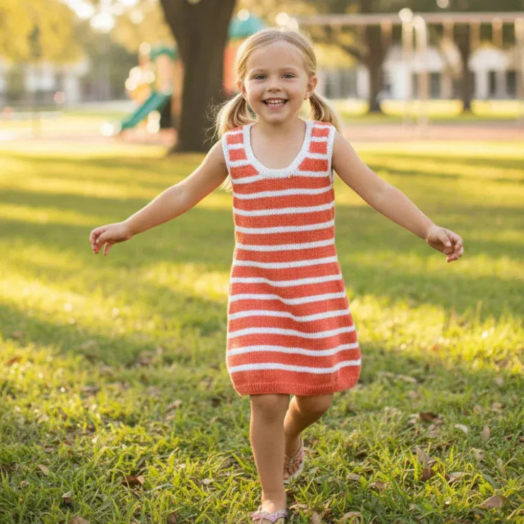Knitting Pattern: Girl's A-Line Striped Tank Dress Sizes 4 - 8 - Digital Download - Twisted - Threads