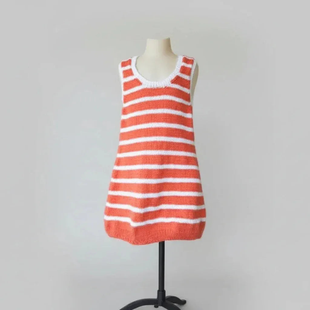 Knitting Pattern: Girl's A-Line Striped Tank Dress Sizes 4 - 8 - Digital Download - Twisted - Threads