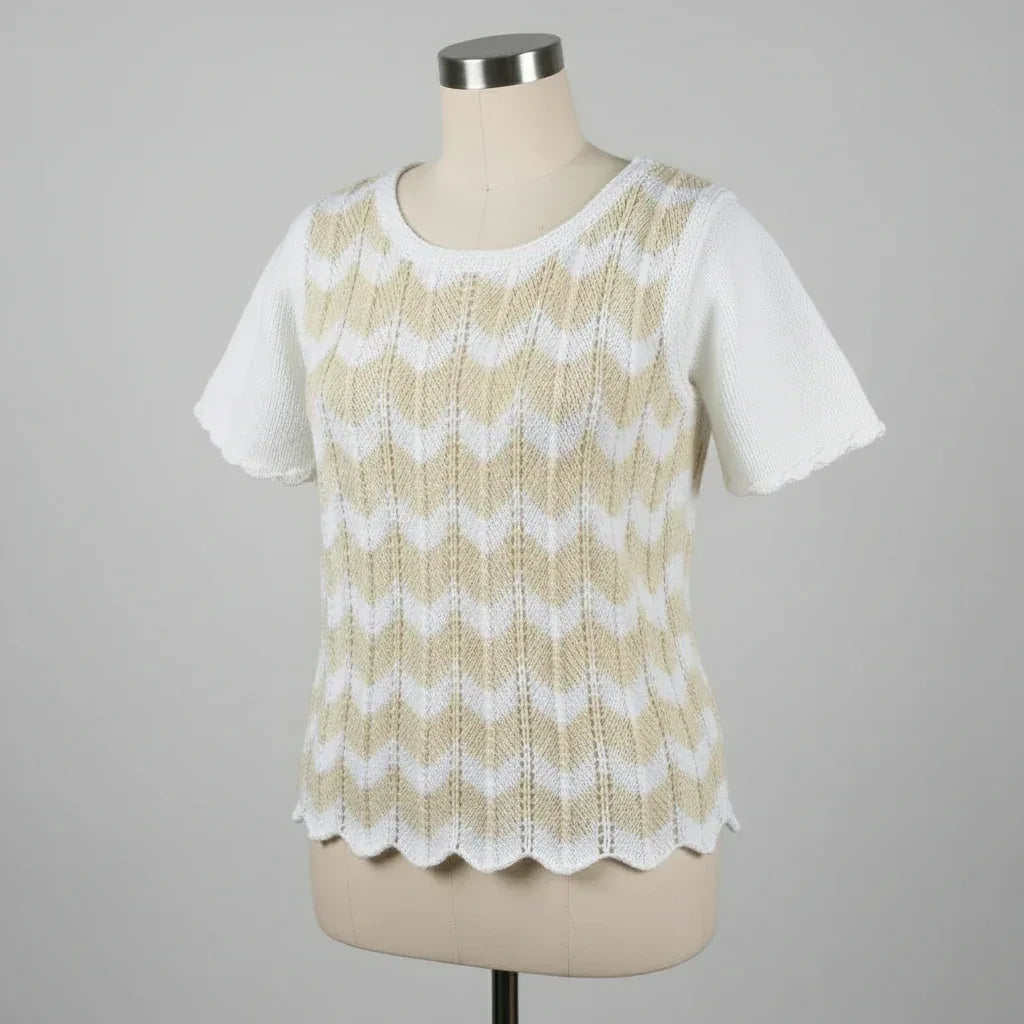 Knitting Pattern: Ladies' Chevron Striped Short Sleeved Top. Sizes S, M, L, and XL - Digital Download - Twisted - Threads