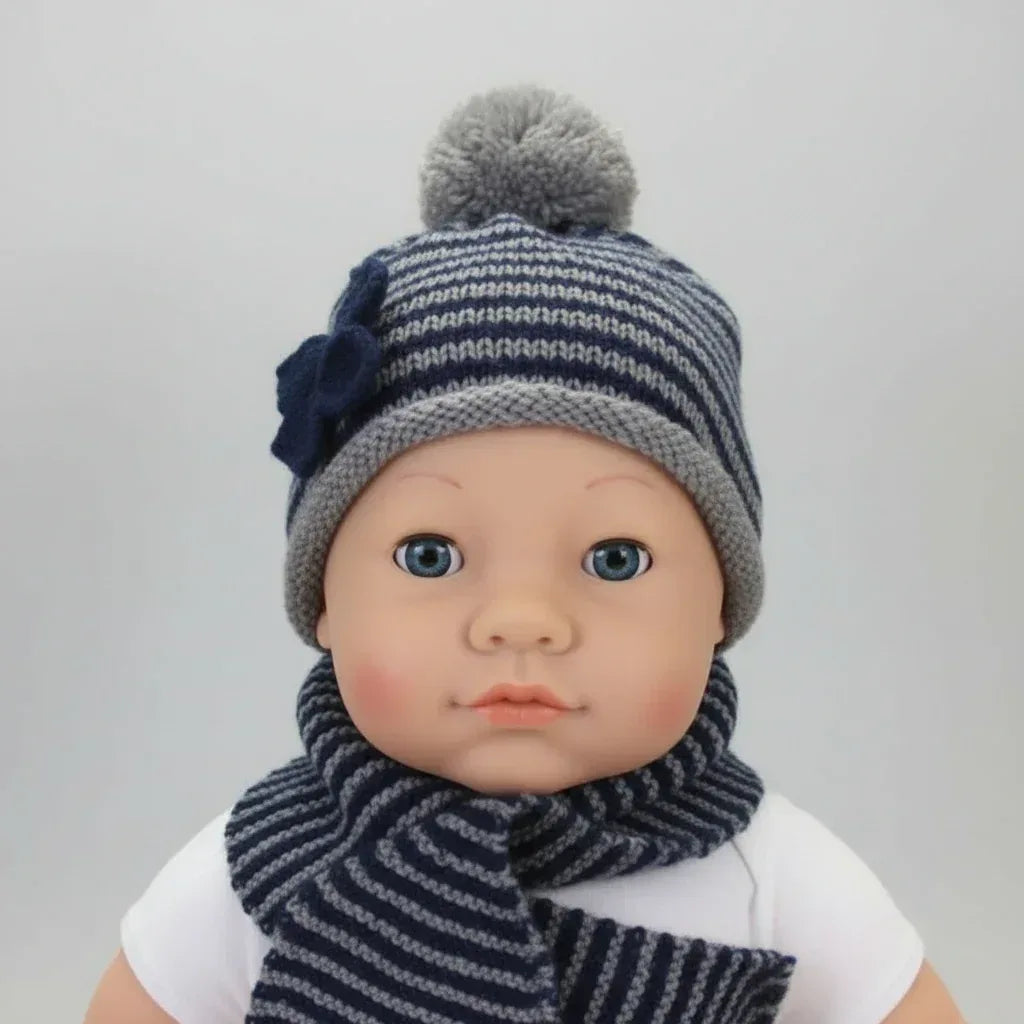 Knitting Pattern: Baby to Toddler Hat and Scarf with Stripes and Bows. Sizes 3, 6, 9, 12, & 24 month - Digital Download - Twisted - Threads