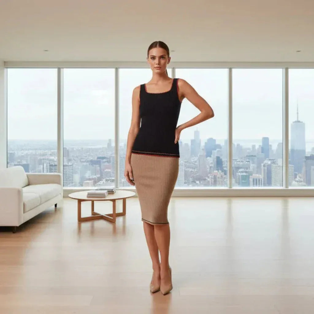 Knitting Pattern: My Gal Friday, Featuring a Sleek Tank Top & Pencil Skirt, Sizes S - 3XL - Digital Download - Twisted - Threads