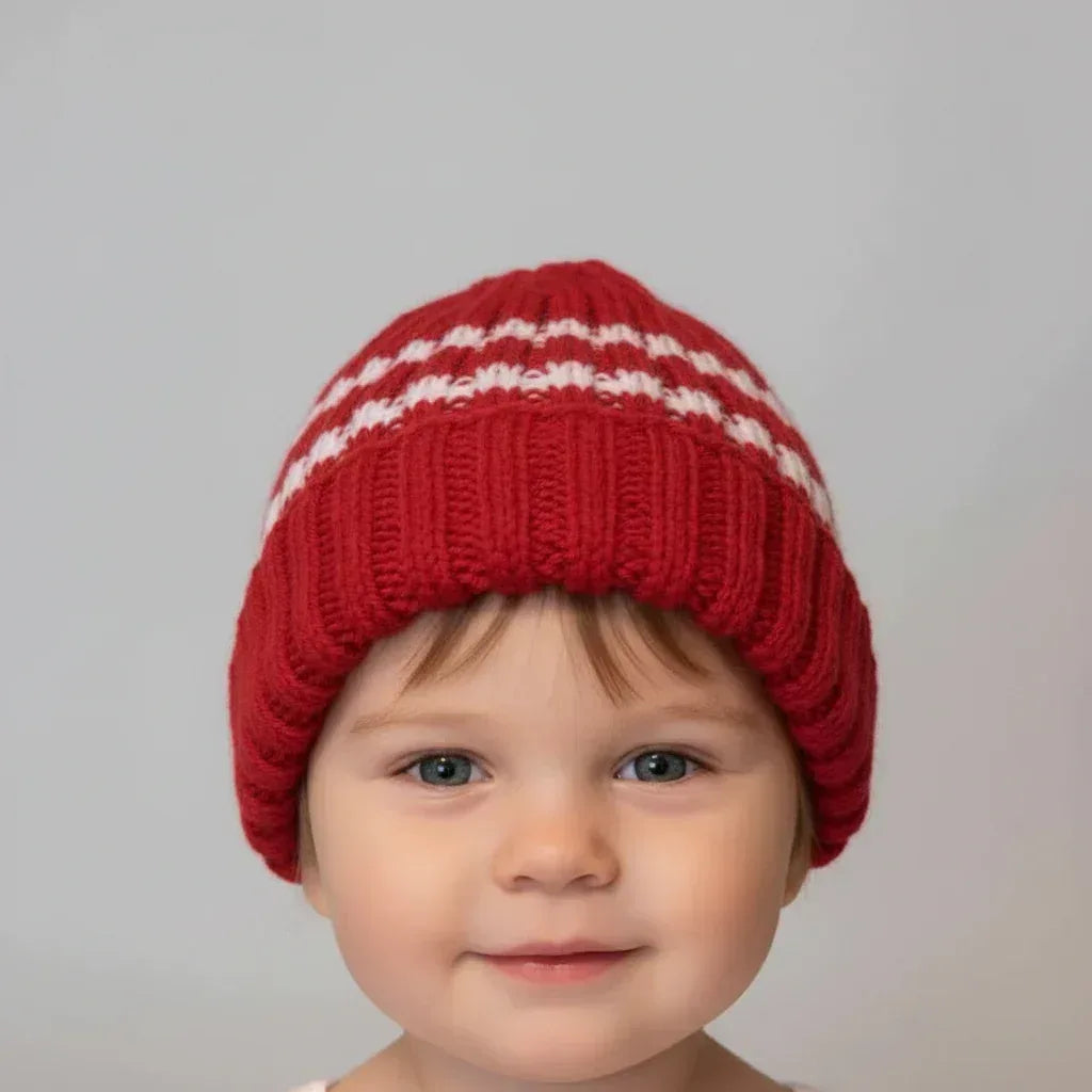 Knitting Pattern: Child's Striped Toboggan Hat with Optional Pom Pom. Sizes 1 - 4 - Digital Download - Twisted - Threads