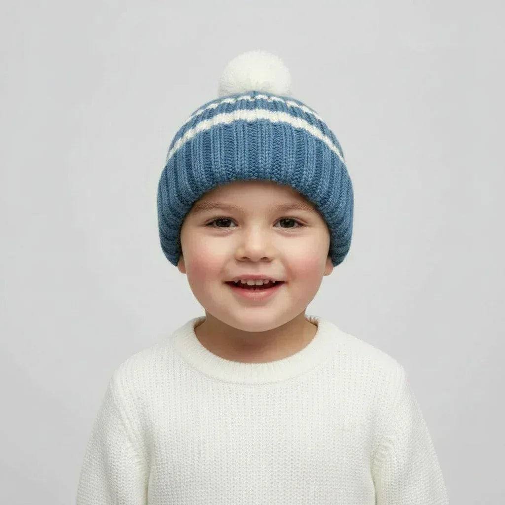 Knitting Pattern: Child's Striped Toboggan Hat with Optional Pom Pom. Sizes 1 - 4 - Digital Download - Twisted - Threads