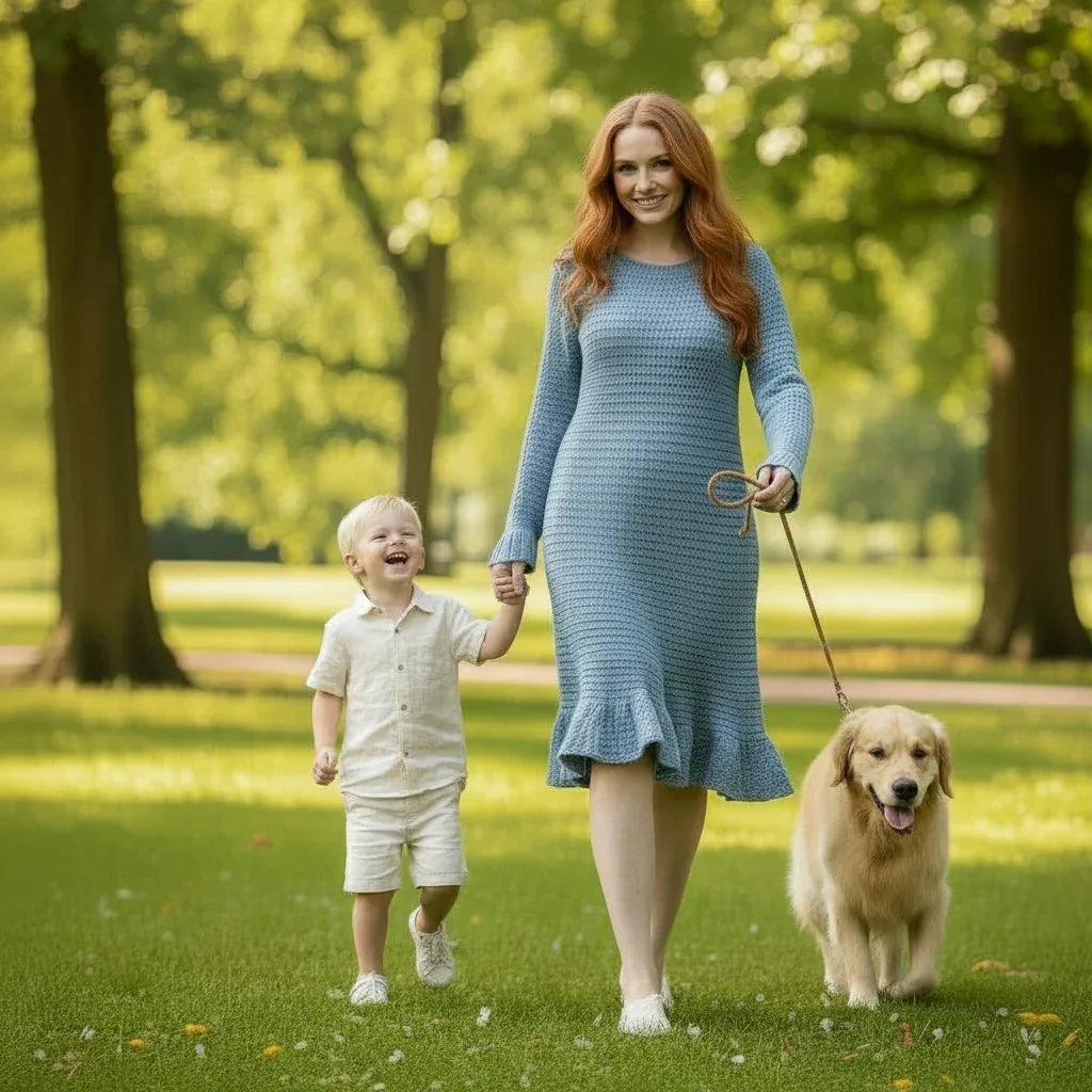 Knitting Pattern: The Totally 80's Dress. Long Sleeves, Figure Flattering, and Lace Trim on Cuffs and Hem. Size S - XL - Digital Download - Twisted - Threads