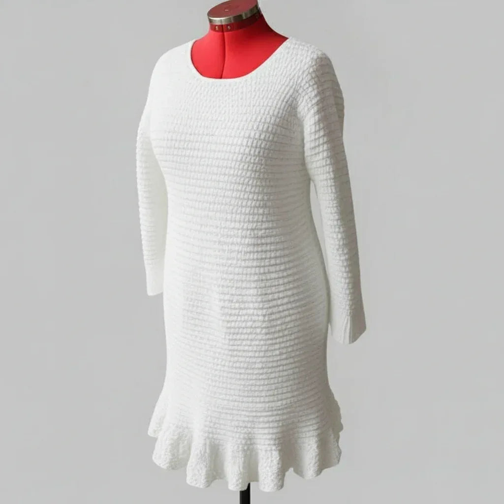 Knitting Pattern: The Totally 80's Dress. Long Sleeves, Figure Flattering, and Lace Trim on Cuffs and Hem. Size S - XL - Digital Download - Twisted - Threads